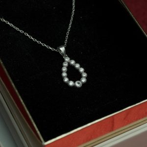 Diamond Drop Necklace Silver
