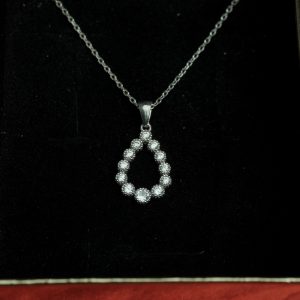 Diamond Drop Necklace Silver