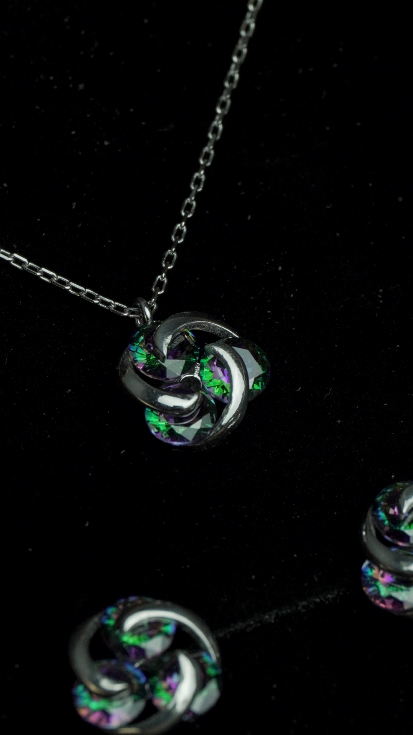 Mystic Topaz Orbital Jewelry Set, Sterling Silver Necklace and Earrings