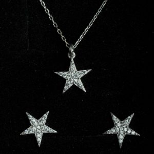 Silver Star Necklace & Earrings Set Silver Star Necklace & Earrings Set