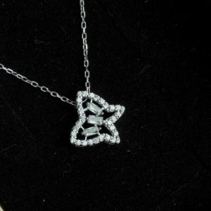Baguette Mini Butterfly Necklace Silver