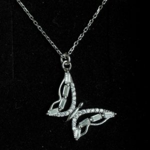 Baguette Butterfly Necklace Silver