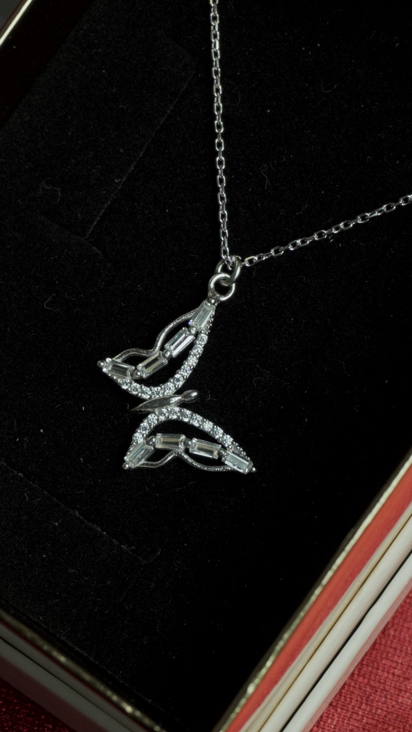 Baguette Butterfly Necklace Silver