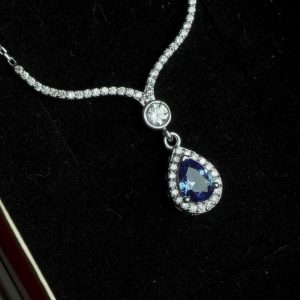 Mystical Heart Necklace & Blue Zircon Silver