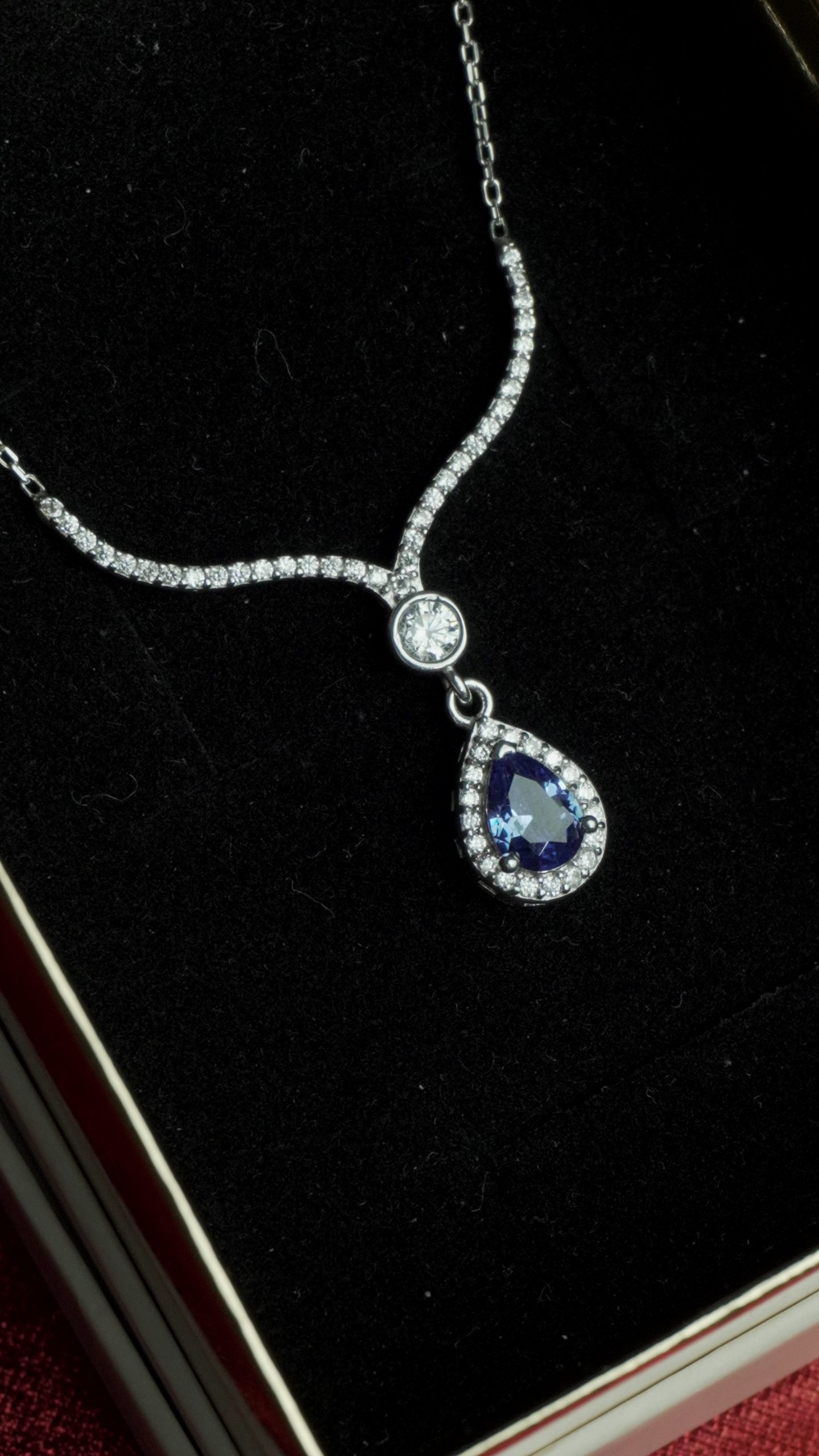 Mystical Heart Necklace & Blue Zircon Silver
