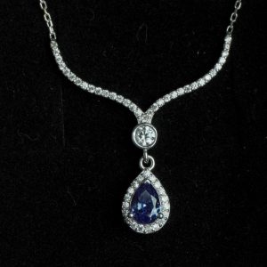 Mystical Heart Necklace & Blue Zircon Silver