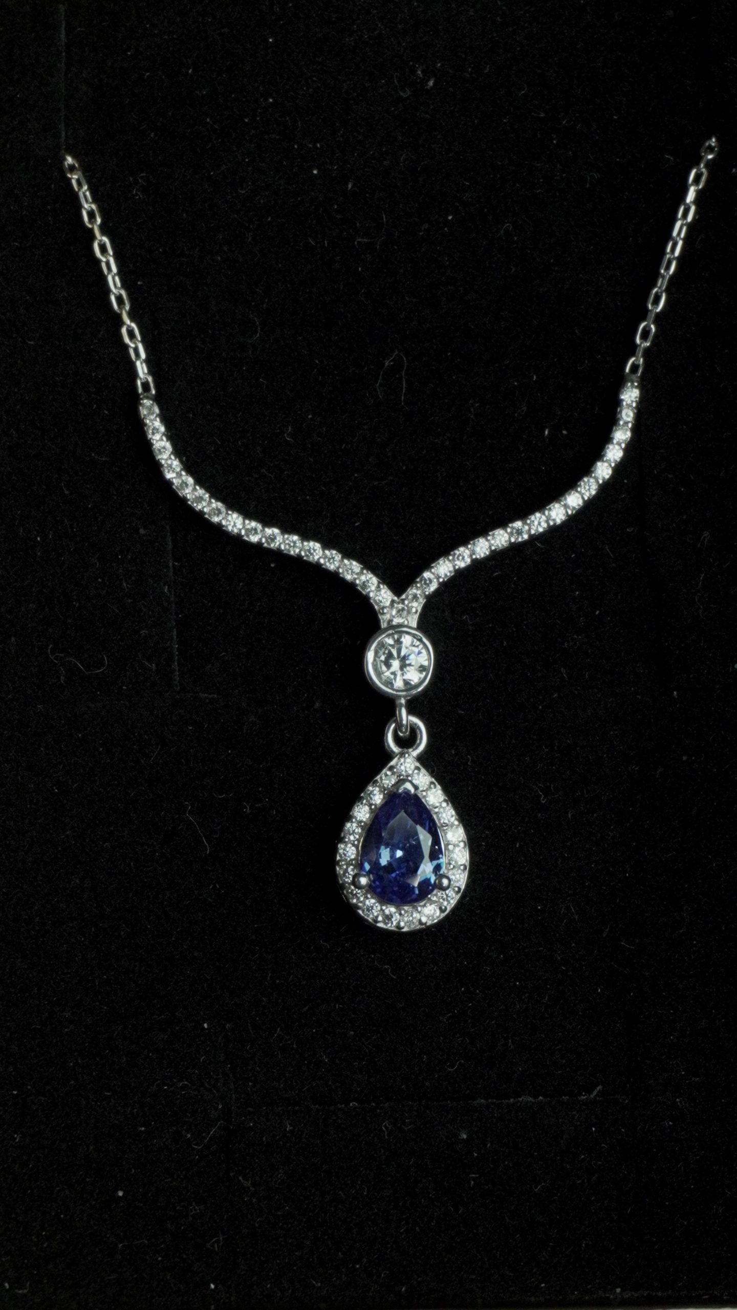 Mystical Heart Necklace & Blue Zircon Silver