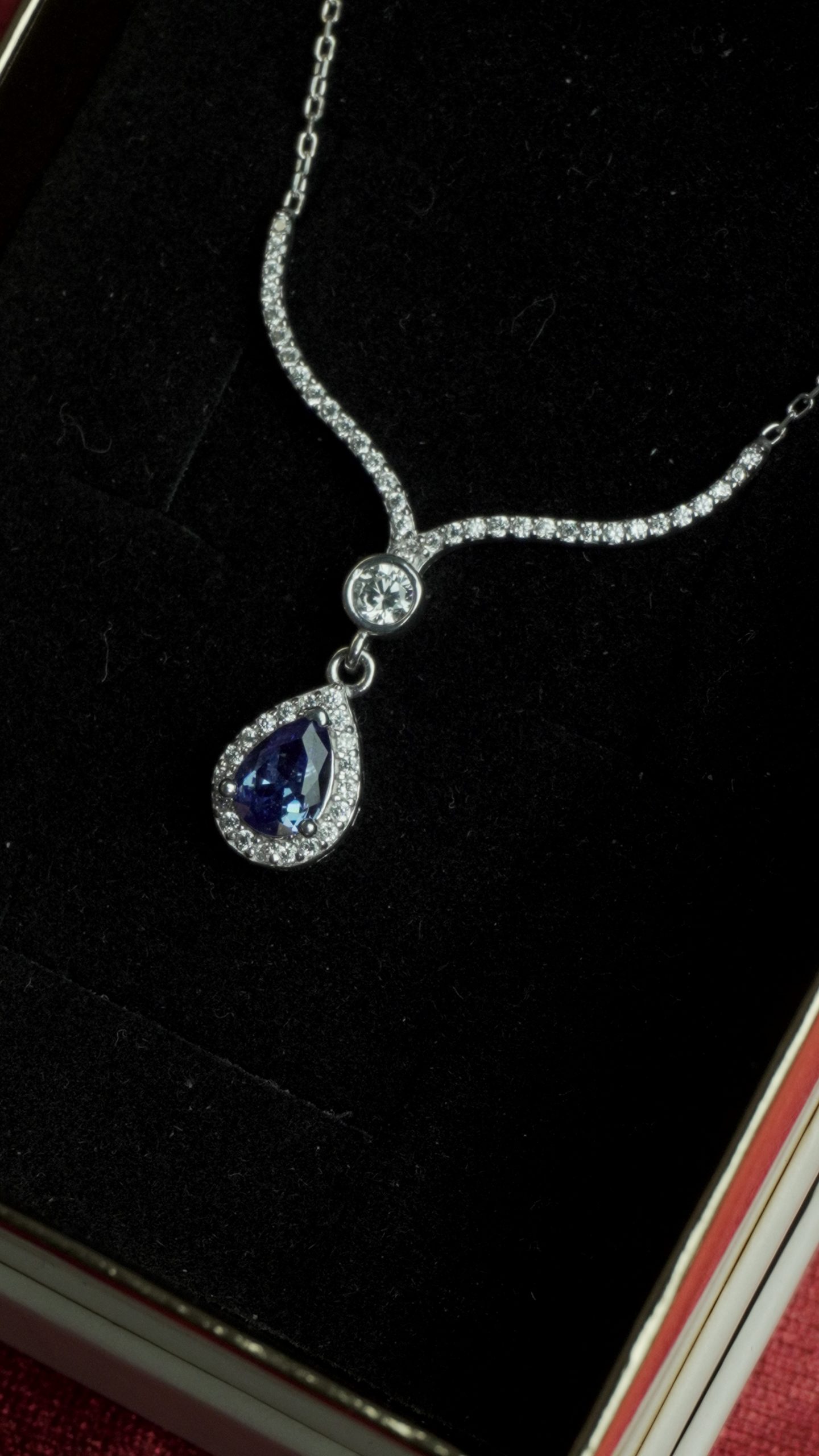 Mystical Heart Necklace & Blue Zircon Silver