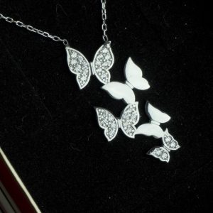 Multi Butterfly Necklace Silver