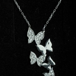 Multi Butterfly Necklace Silver