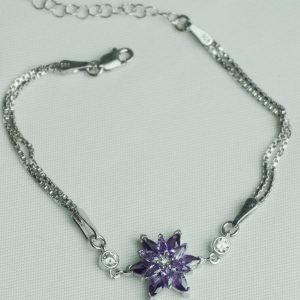 Amethyst Lotus Bracelet Silver