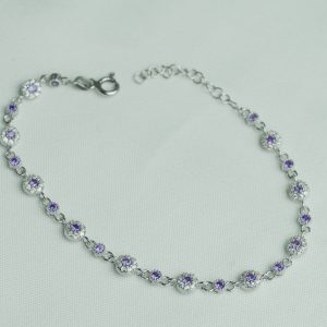 Amethyst Stone Zircon Bracelet Silver