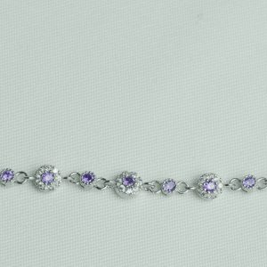 Amethyst Stone Zircon Bracelet Silver